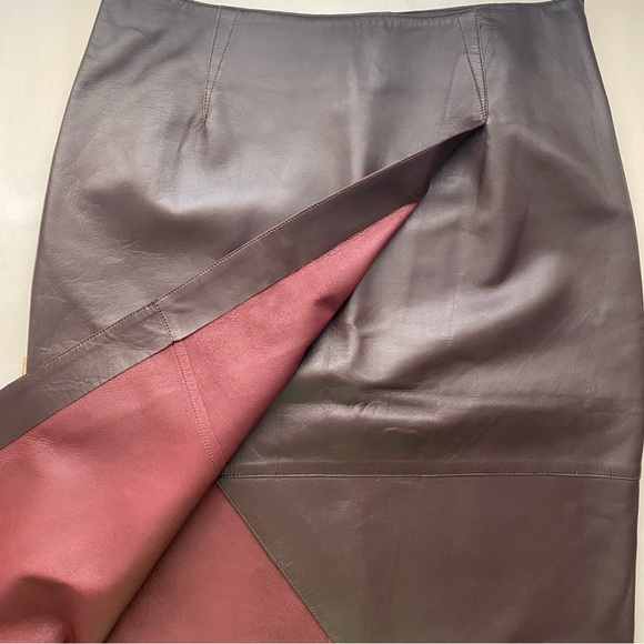 NWT GSTQ Leather Wrap Skirt Merlot Asymmetrical Size Large (L) - Picture 12 of 15